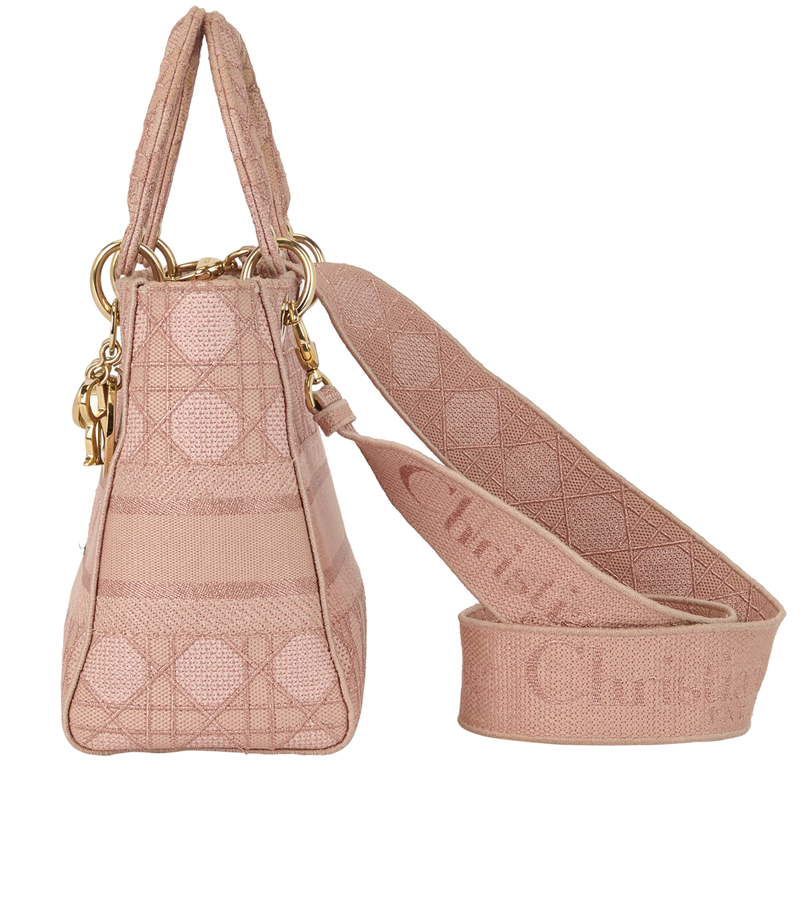 Medium Lady D-Lite, &pound;1,900, Handbags, Pink, Fabric, Bottom view